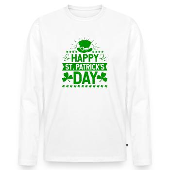 Happy St. Patrick's Day Irland Feiertag Geschenk - Männer Premium Bio Langarmshirt - Weiß - Vorne - Nico (187cm)