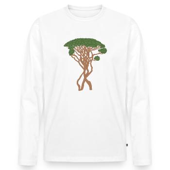 arbre, pin de Capri, pin, vert, marron, conifère - T-shirt manches longues Premium bio Homme - blanc - Devant - Nico (187cm)