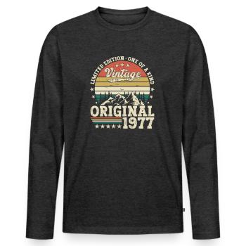 Original 1977 45th Birthday Gift Men - Men's Premium Organic Long Sleeve Shirt - heather anthracite - Front - Nico (187cm)