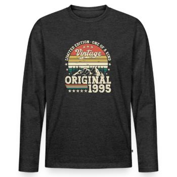 Original 1995 27th Birthday Gift Men - Men's Premium Organic Long Sleeve Shirt - heather anthracite - Front - Nico (187cm)