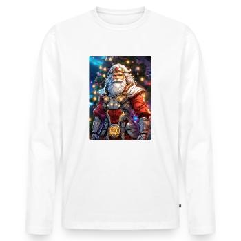 Noël Cyberpunk Père Noël 1.5 - T-shirt manches longues Premium bio Homme - blanc - Devant - Nico (187cm)