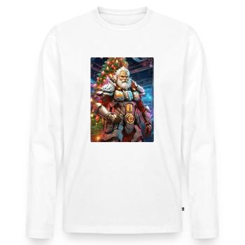 Père Noël cyberpunk de Noël 1.8 - T-shirt manches longues Premium bio Homme - blanc - Devant - Nico (187cm)
