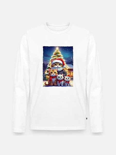 Christmas Cats Family 1.2 - Men's Premium Organic Long Sleeve Shirt - white