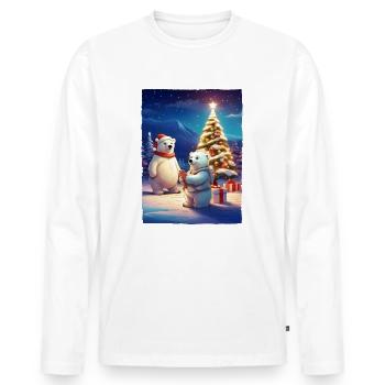 Weihnachten Eisbär 1.1 - Männer Premium Bio Langarmshirt - Weiß - Vorne - Nico (187cm)