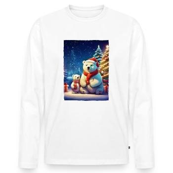 Ours polaire de Noël 1.5 - T-shirt manches longues Premium bio Homme - blanc - Devant - Nico (187cm)