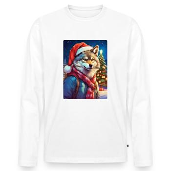 Loup de Noël 1.7 - T-shirt manches longues Premium bio Homme - blanc - Devant - Nico (187cm)