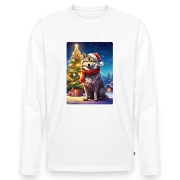 Loup de Noël 1.8 - T-shirt manches longues Premium bio Homme - blanc - Devant - Nico (187cm)