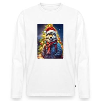 Loup de Noël 1.1 - T-shirt manches longues Premium bio Homme - blanc - Devant - Nico (187cm)