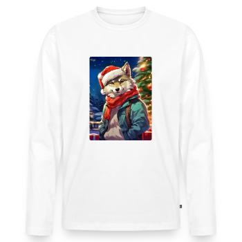Loup de Noël 1.9 - T-shirt manches longues Premium bio Homme - blanc - Devant - Nico (187cm)