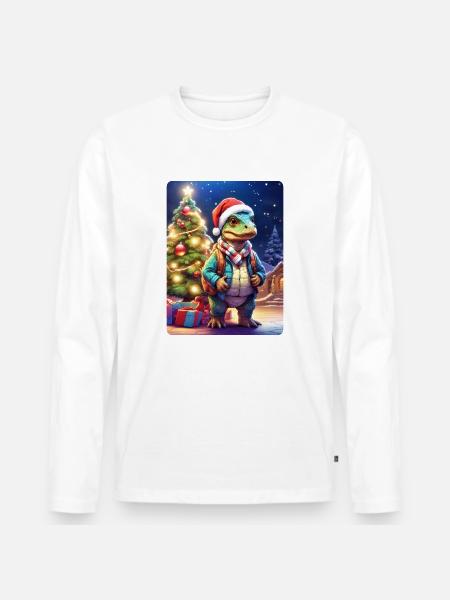 Christmas Dino 1.2 - Men's Premium Organic Long Sleeve Shirt - white