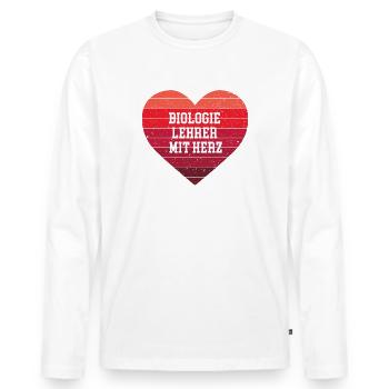 Biologie Lehrer mit Herz Danke Bester Biolehrer - Männer Premium Bio Langarmshirt - Weiß - Vorne - Nico (187cm)