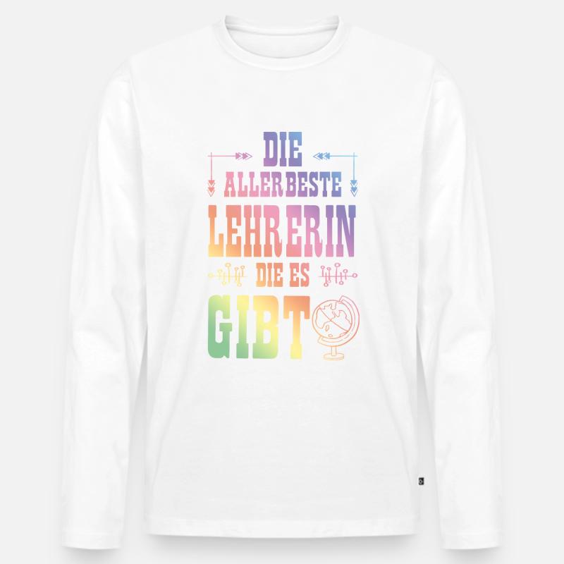 Allerbeste Lehrerin - Männer Premium Bio Langarmshirt - Weiß