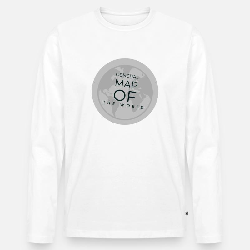 Übersichtskarte der Welt - Männer Premium Bio Langarmshirt - Weiß