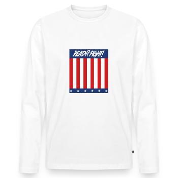 Ready? Fight! - Männer Premium Bio Langarmshirt - Weiß - Vorne - Nico (187cm)