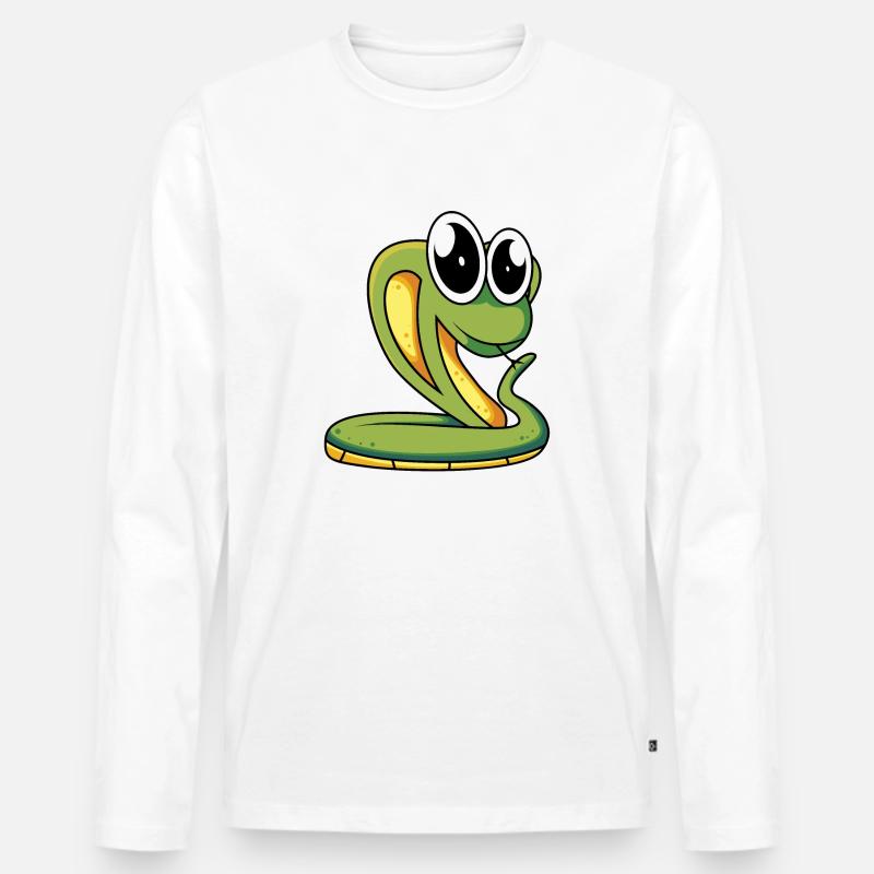 Schlange - Männer Premium Bio Langarmshirt - Weiß