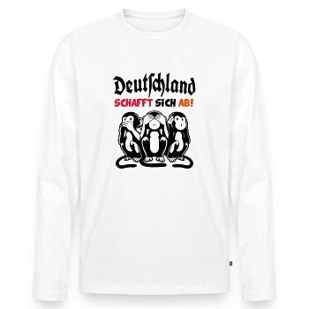Deutschland schafft sich ab hören sehen sagen - Männer Premium Bio Langarmshirt - Weiß - Vorne - Nico (187cm)