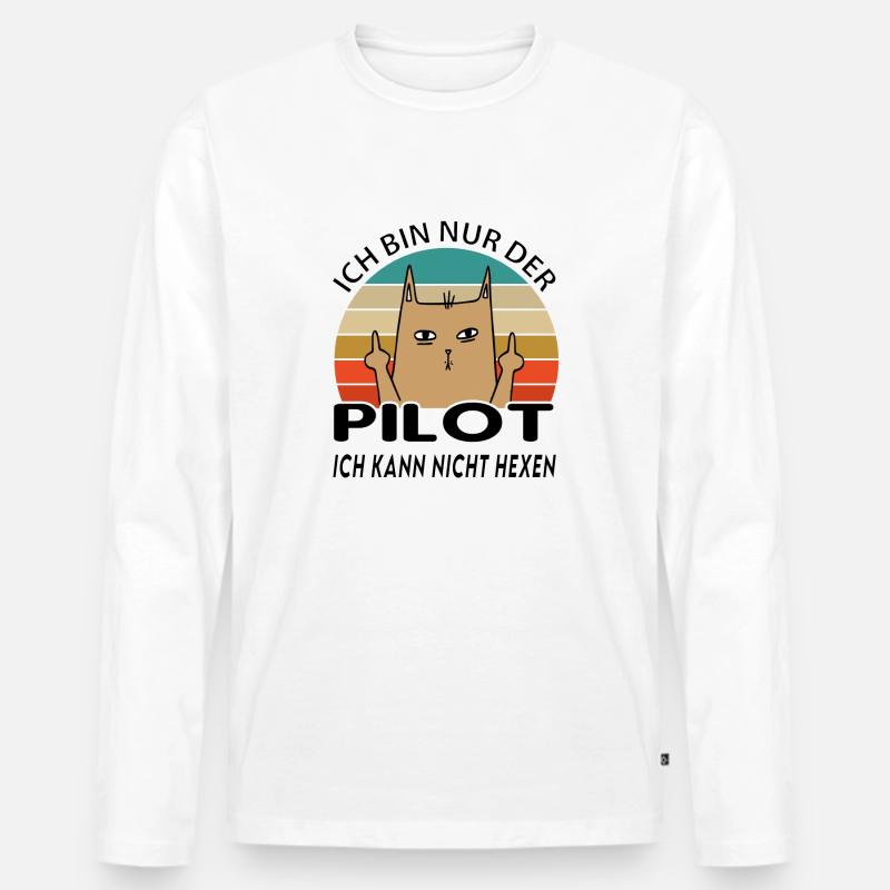 Pilot - Männer Premium Bio Langarmshirt - Weiß