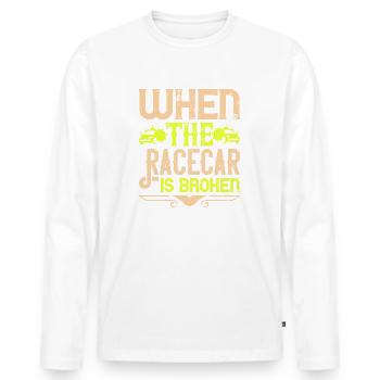 Wenn der Rennwagen kaputt ist - Männer Premium Bio Langarmshirt - Weiß - Vorne - Nico (187cm)