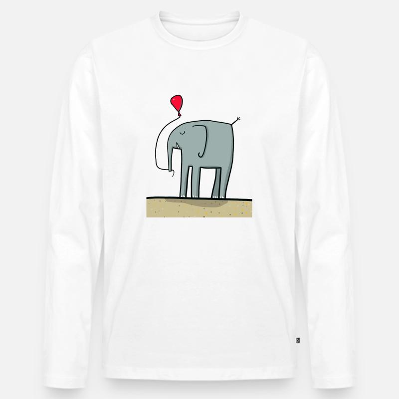 süßer Elefant mit Luftballon - Männer Premium Bio Langarmshirt - Weiß