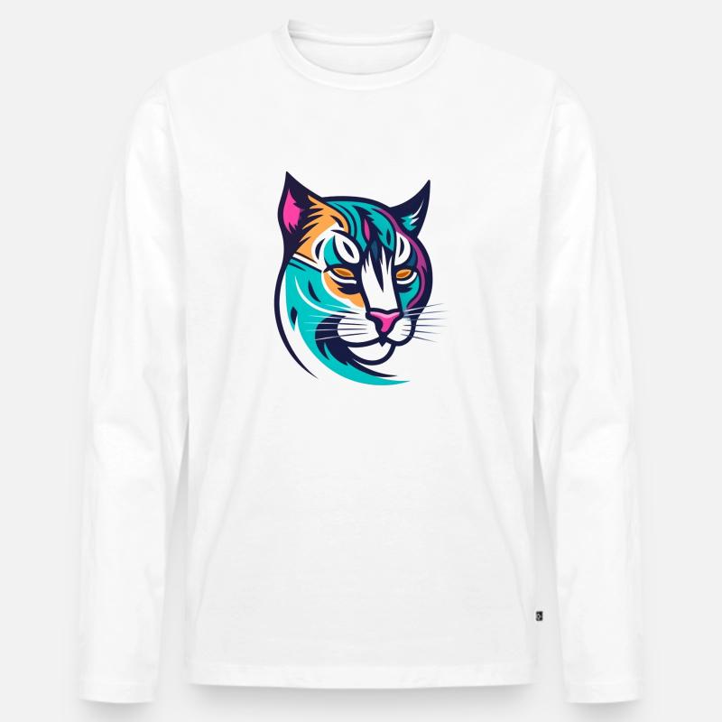 Bunt stilisierter Luchs - Männer Premium Bio Langarmshirt - Weiß
