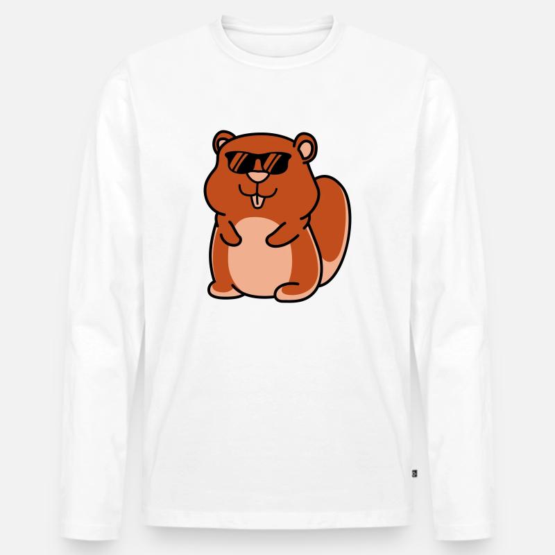 hamster cool - Männer Premium Bio Langarmshirt - Weiß