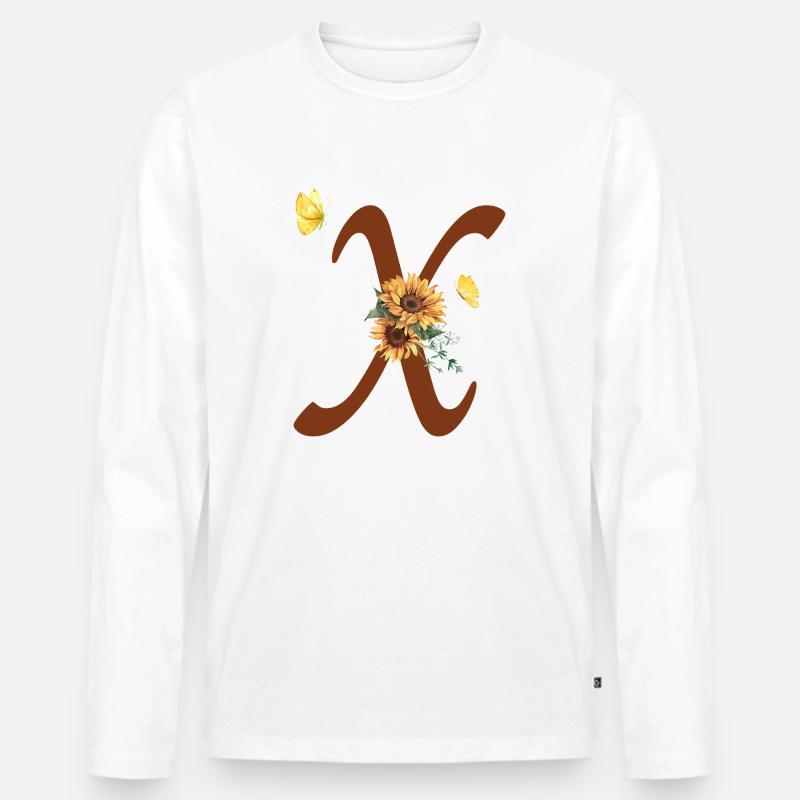 Buchstabe x Sonnenblume Schmetterling - Männer Premium Bio Langarmshirt - Weiß