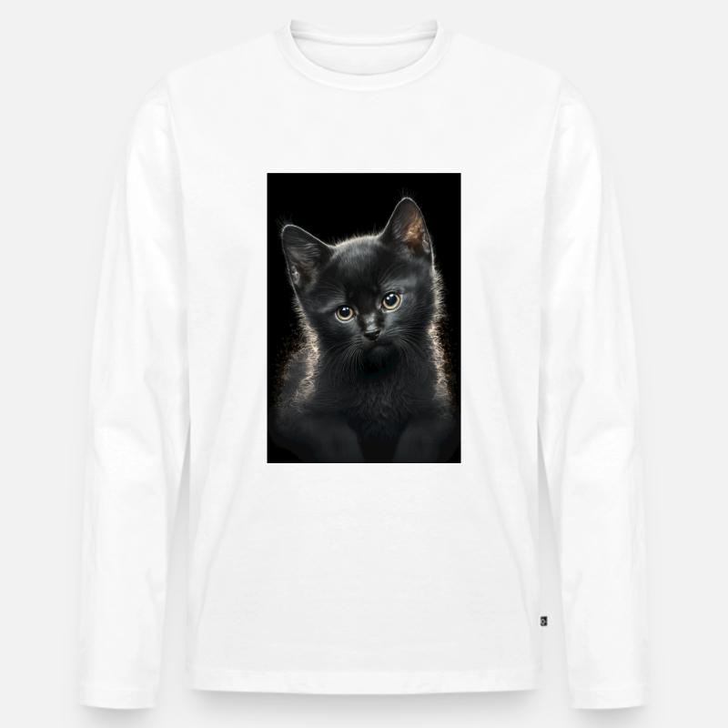 Schwarzes Kätzchen - Männer Premium Bio Langarmshirt - Weiß