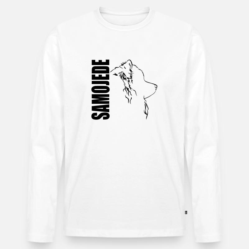 SAMOJEDE Profil Hunde Hund Wilsigns - Männer Premium Bio Langarmshirt - Weiß