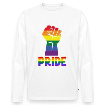 LGBTQ Rainbow Faust Fière Gay Pride - T-shirt manches longues Premium bio Homme - blanc - Devant - Nico (187cm)