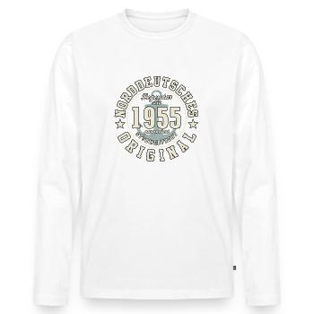 70. Geburtstag Norddeutsches Original geboren 1955 - Männer Premium Bio Langarmshirt - Weiß - Vorne - Nico (187cm)