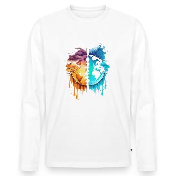 Changement climatique - T-shirt manches longues Premium bio Homme - blanc - Devant - Nico (187cm)