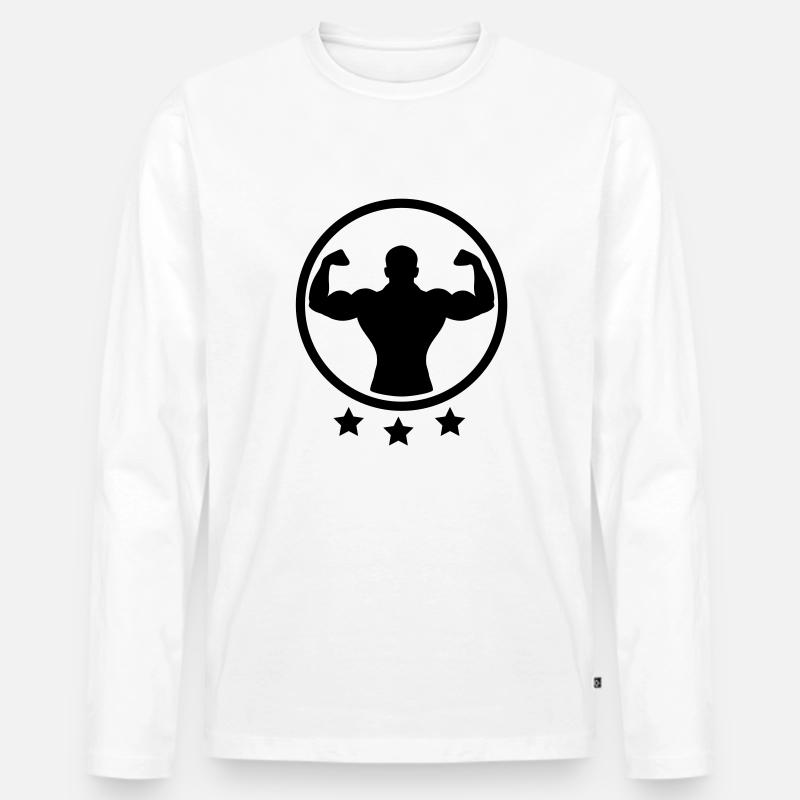 bodybuilding_logo - Männer Premium Bio Langarmshirt - Weiß