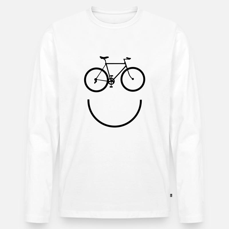 Cyclist Smiley - Männer Premium Bio Langarmshirt - Weiß