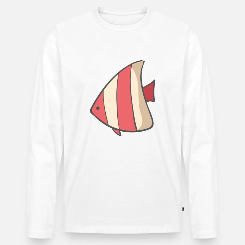 Fisch gestreift - Männer Premium Bio Langarmshirt - Weiß