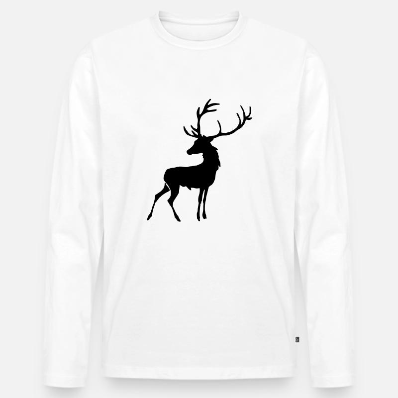 Hirsche - Männer Premium Bio Langarmshirt - Weiß