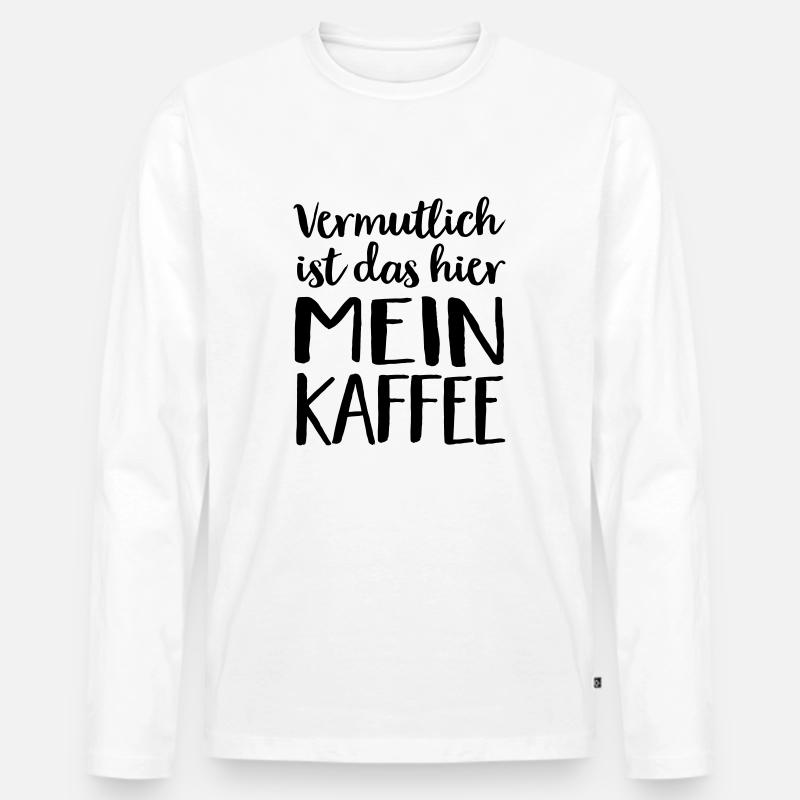 Mein Kaffee - Männer Premium Bio Langarmshirt - Weiß