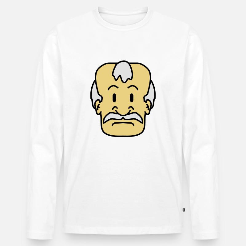 Old Man Face - Männer Premium Bio Langarmshirt - Weiß