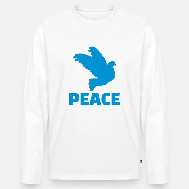 Peace - Männer Premium Bio Langarmshirt - Weiß