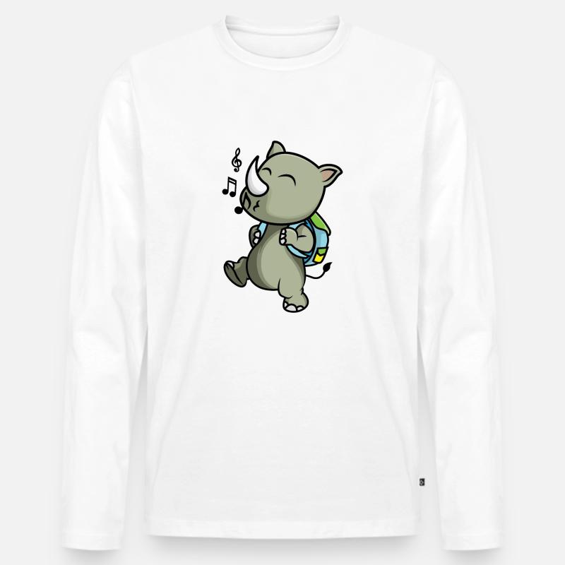 Fröhlicher Tier Schulanfänger - Männer Premium Bio Langarmshirt - Weiß