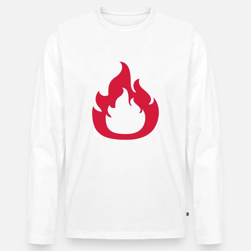 Logo Feuer Design - Männer Premium Bio Langarmshirt - Weiß