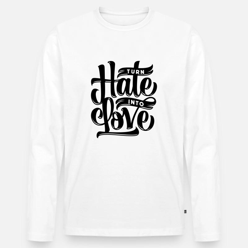 Turn Hate Into Love - Männer Premium Bio Langarmshirt - Weiß
