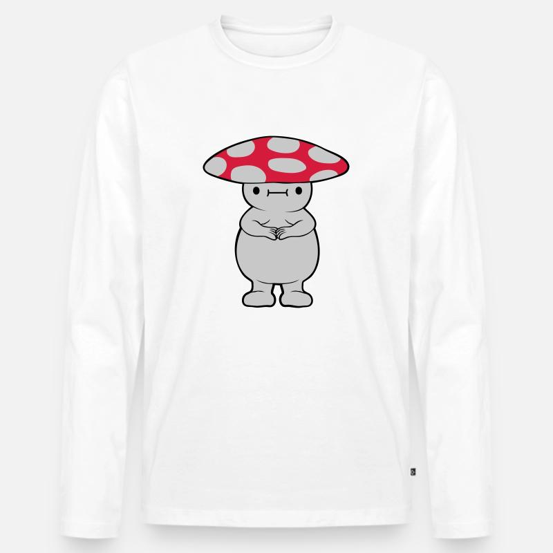 Dicker süßer Pilz - Männer Premium Bio Langarmshirt - Weiß