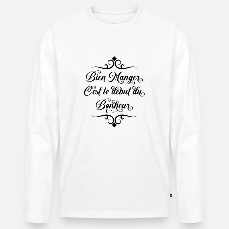 Gut essen - Männer Premium Bio Langarmshirt - Weiß