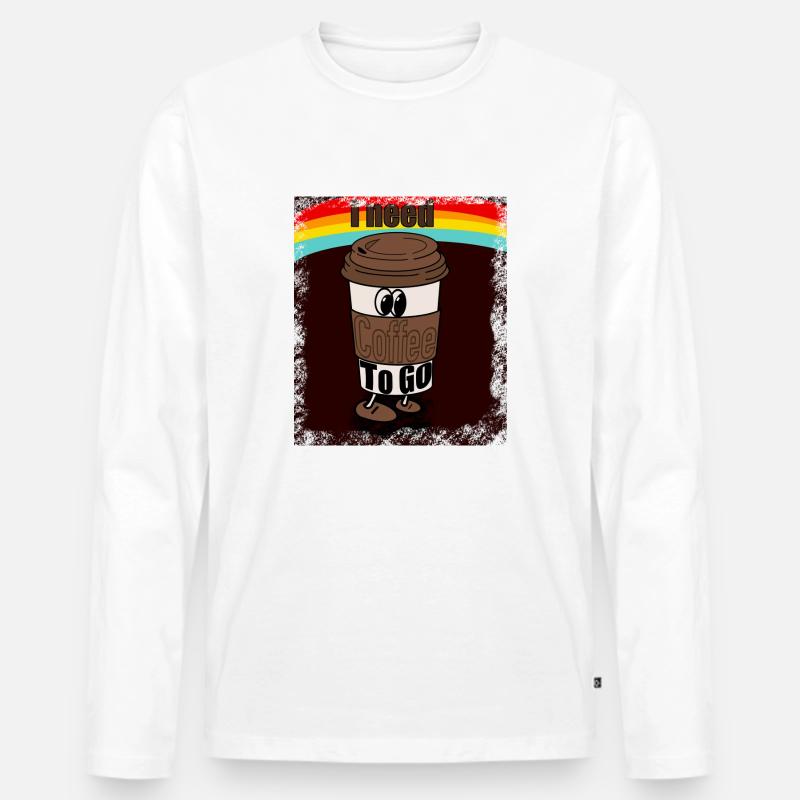 Coffe to go - Männer Premium Bio Langarmshirt - Weiß