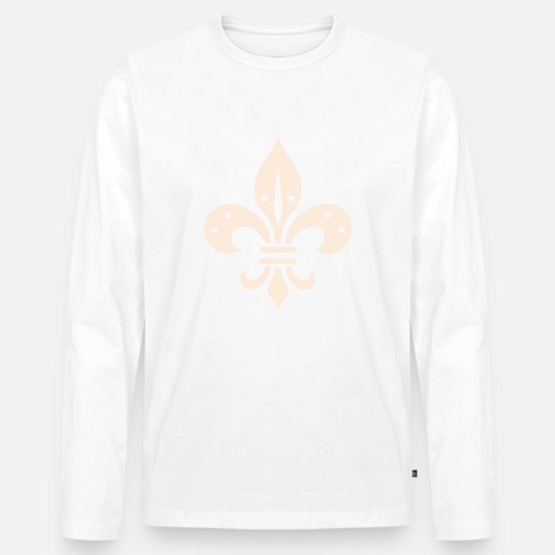 Fleur de lis Design - Männer Premium Bio Langarmshirt - Weiß