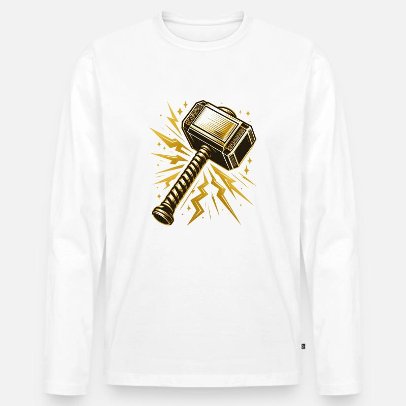 Thors Hammer - Männer Premium Bio Langarmshirt - Weiß