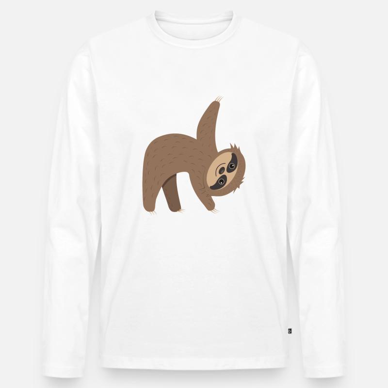 Faultier in Aktion - Männer Premium Bio Langarmshirt - Weiß