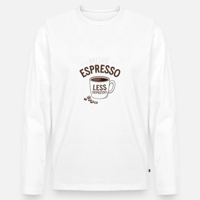 Espresso, Coffee, Kaffee, Latte, Geschenkidee - Männer Premium Bio Langarmshirt - Weiß