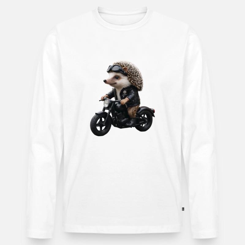 Biker-Igel - Männer Premium Bio Langarmshirt - Weiß