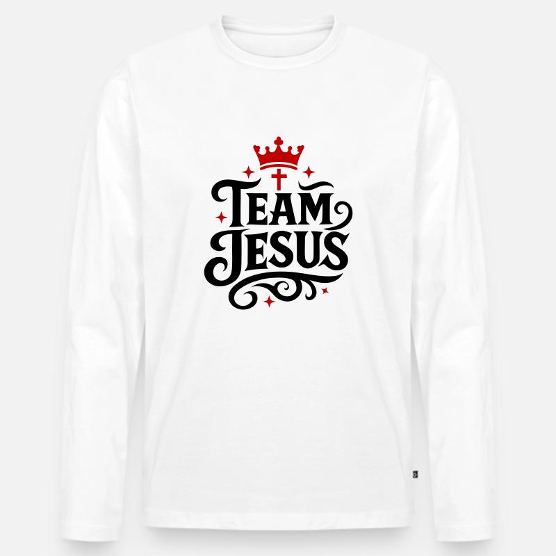 Team Jesus Krone - Männer Premium Bio Langarmshirt - Weiß
